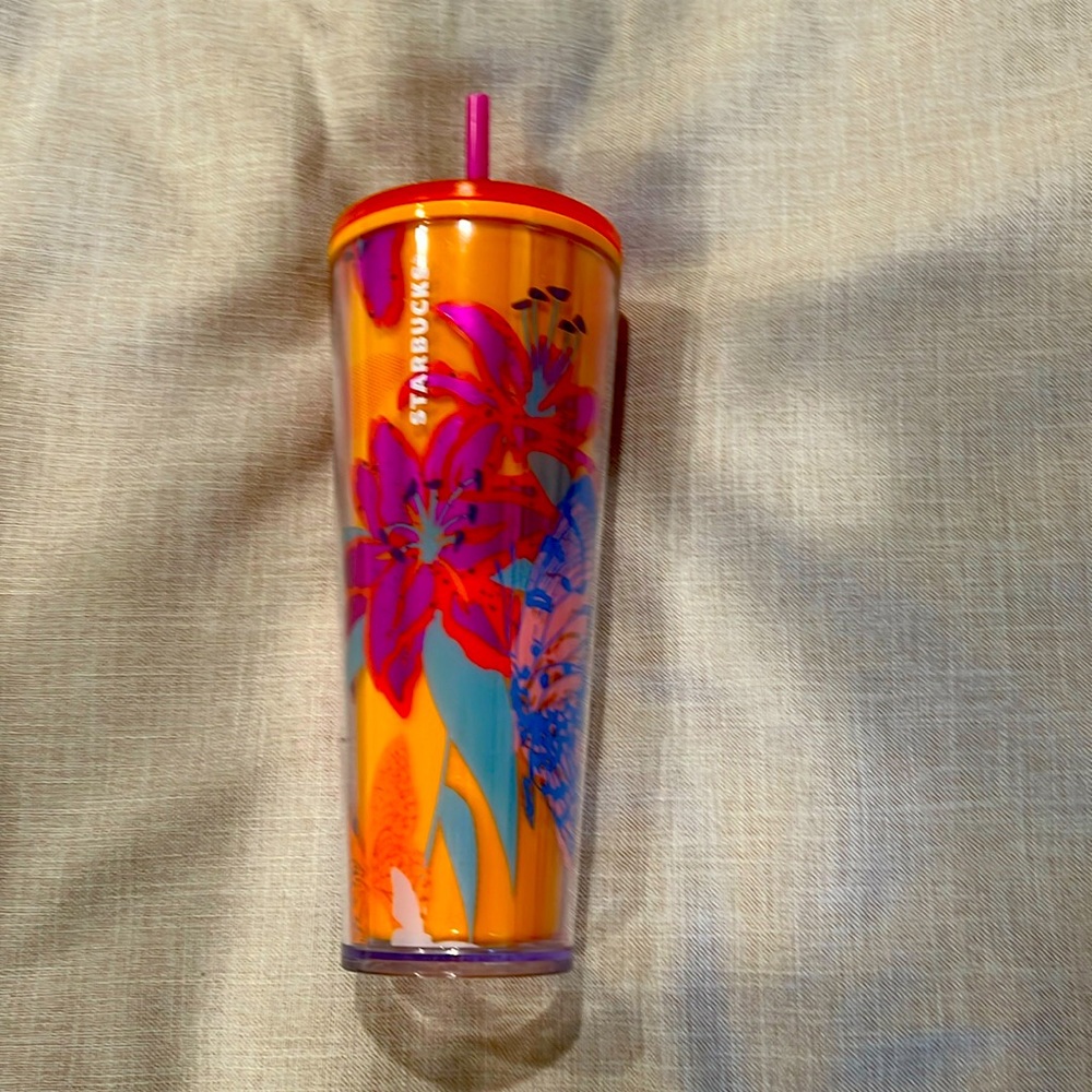 Starbucks 24oz tumbler with floral design